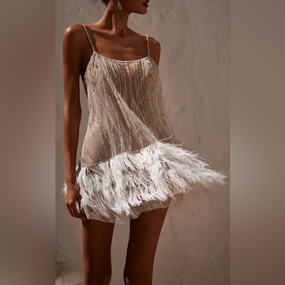 Elegant Sequin and Feather Dress - NEW in bag, NEVER WORN